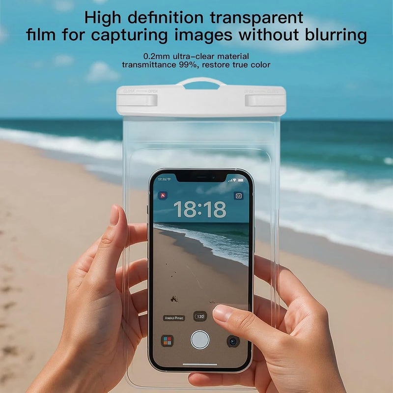 Criyar 1/2 Pack Waterproof Phone Pouch Compatible with iPhone 17 16 15 Pro Max & Galaxy S24+/S23 7in Waterproof Phone Case, IPX8 Beach Travel Must Haves, Beach Essentials, Snowy White, 1 Pack - Image 3
